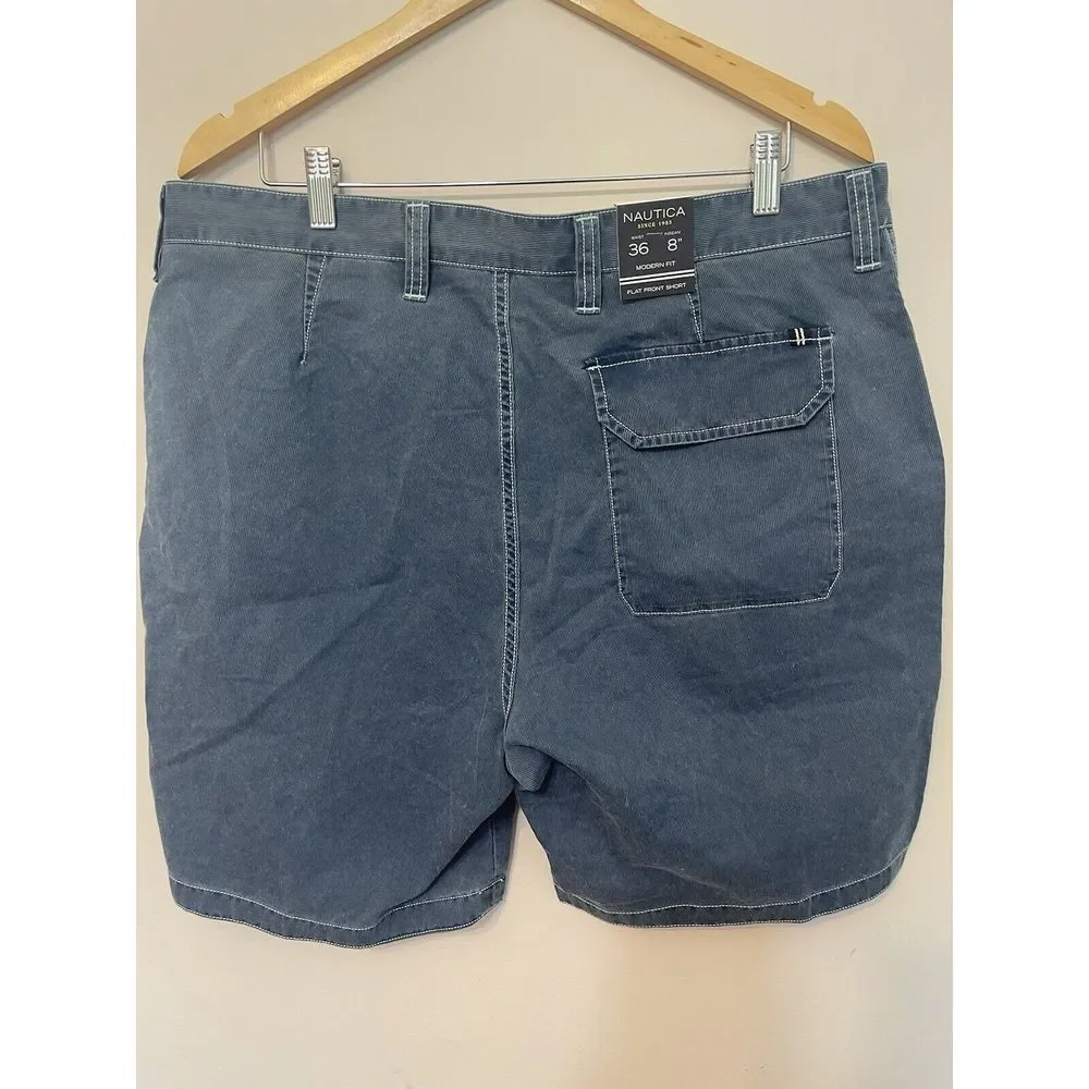 Nautica Modern Fit Flat Front Shorts  Blue 36‎ NWT